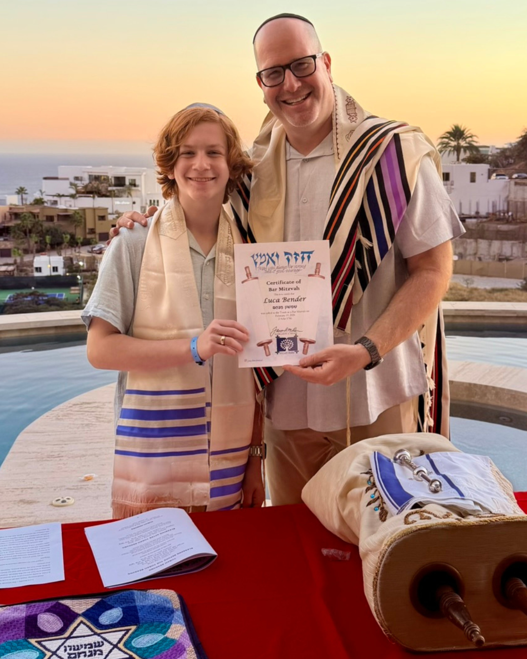 Rabbi Jason with a bar or bat mitzvah student
