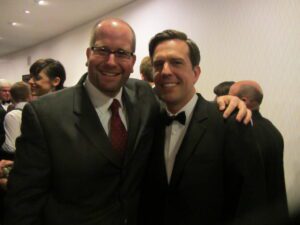 Ed Helms and Rabbi Jason Miller