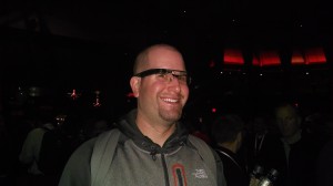 Rabbi Jason Miller wearing Google Glass at the Macklemore Concert during the AT&T Developers Summit