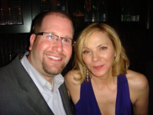 Kim Cattrall and Rabbi Jason Miller