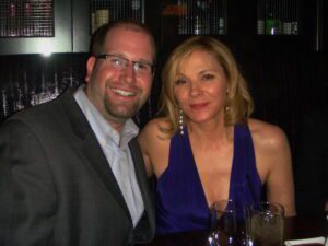 Kim Cattrall and Rabbi Jason Miller