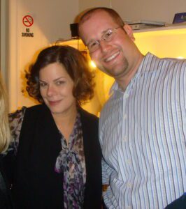 Marcia Gay Harden and Rabbi Jason Miller