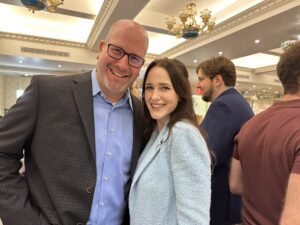 Rachel Brosnahan and Rabbi Jason Miller